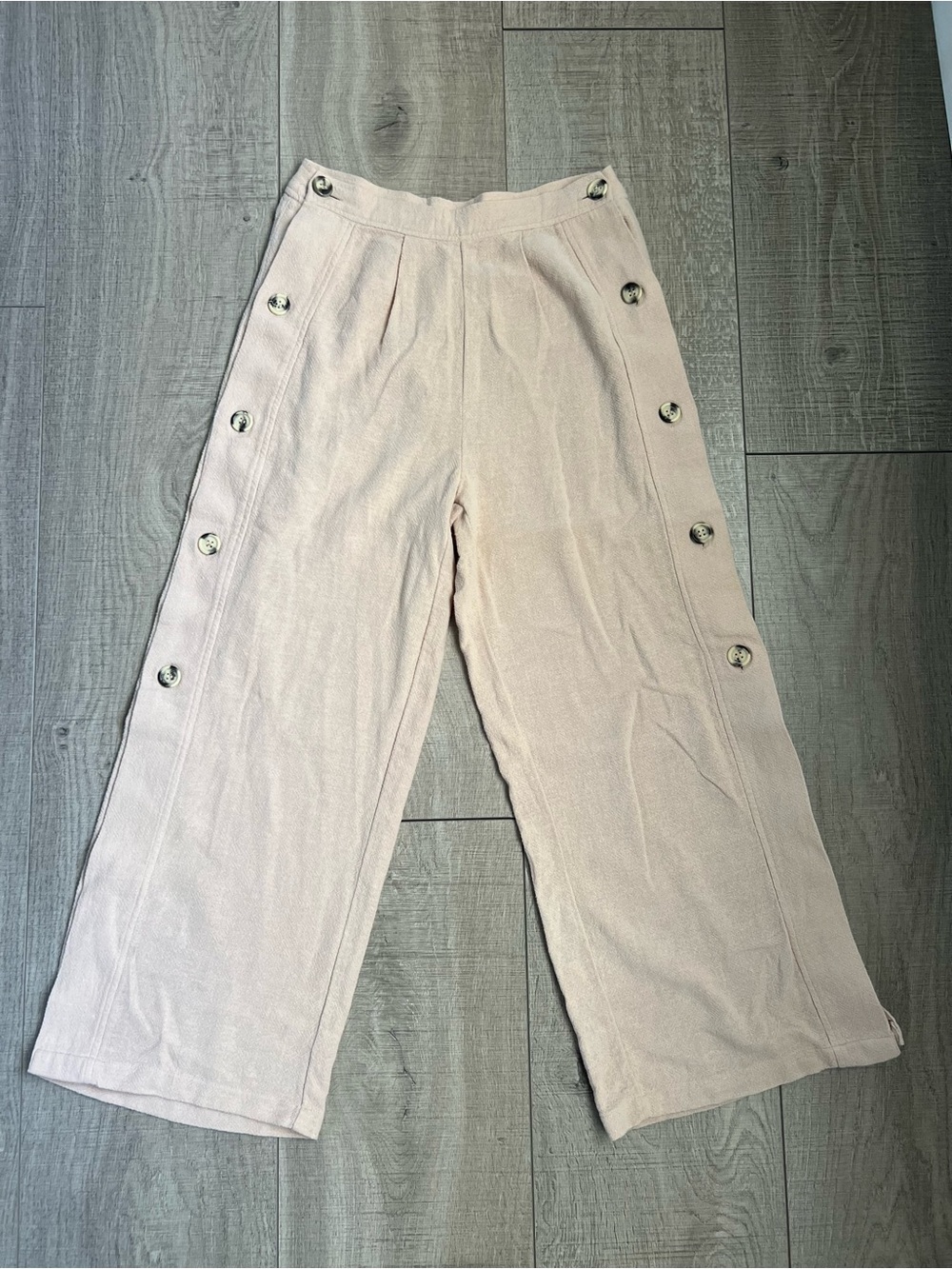Free People Wide-Leg Button-Trim Pants